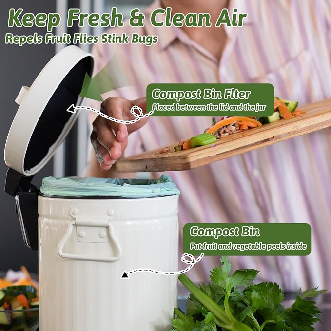 24 Pack Compost Bin Filter, 6.7 Inch Charcoal Filters - Image 3