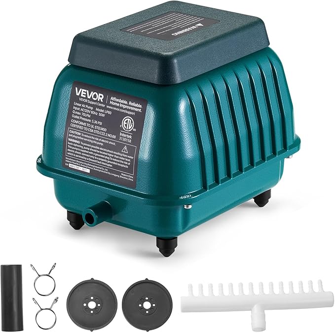VEVOR Linear Air Pump 1110 GPH | Pond Aerator & Septic Tank Pump by VEVOR