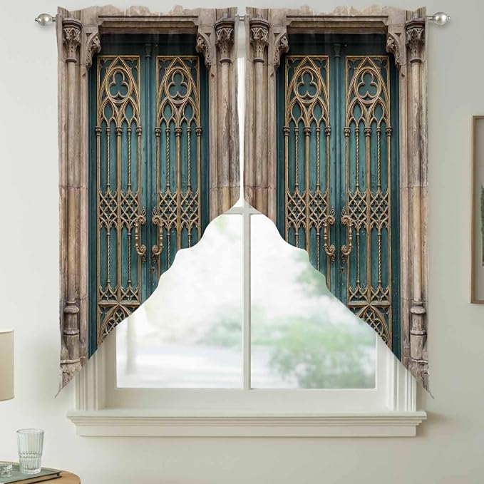 Turquoise Vintage Door Swag Valances - Image 7