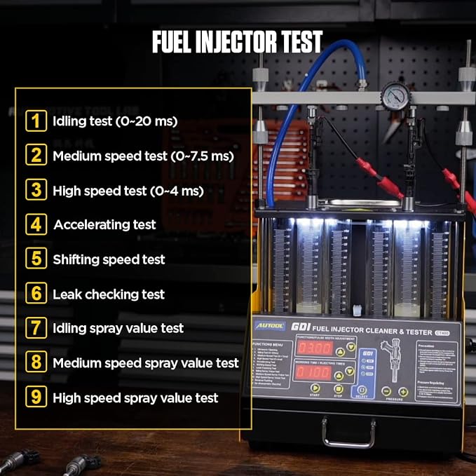 AUTOOL GDI Fuel Injector Cleaner & Tester 110V Ultrasonic Wave Fuel Injection - Image 5