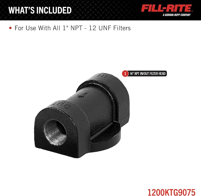Fill-Rite 1200KTG9075 Universal Cast Iron 3/4 Inch Filter Head w/ Pipe Extension - Image 2