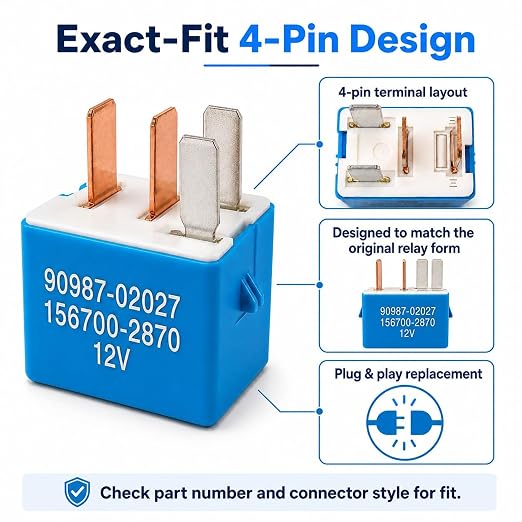 90987-02027 AC Relay 2 Pack, 4-Pin 12V Automotive Multi-Use Relay, A/C - Image 7
