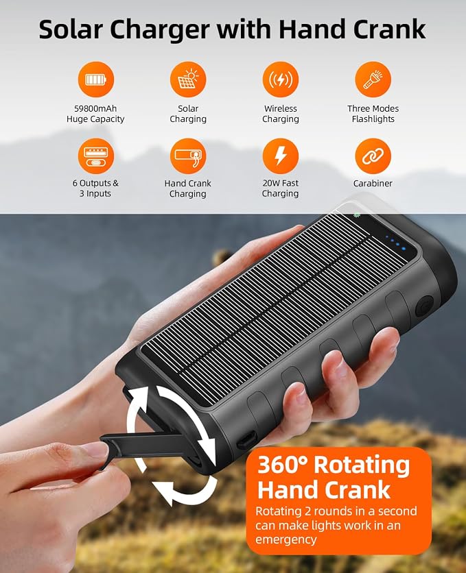 Solar Charger, 59800mAh Portable Power Bank - Image 6