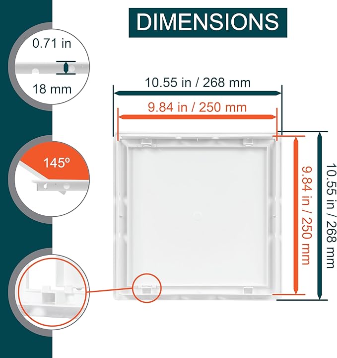 10 x 10 White Plastic Access Panel. Service Shaft Door Panel. Plumbing, Electricity, Heating, Alarm Wall Access