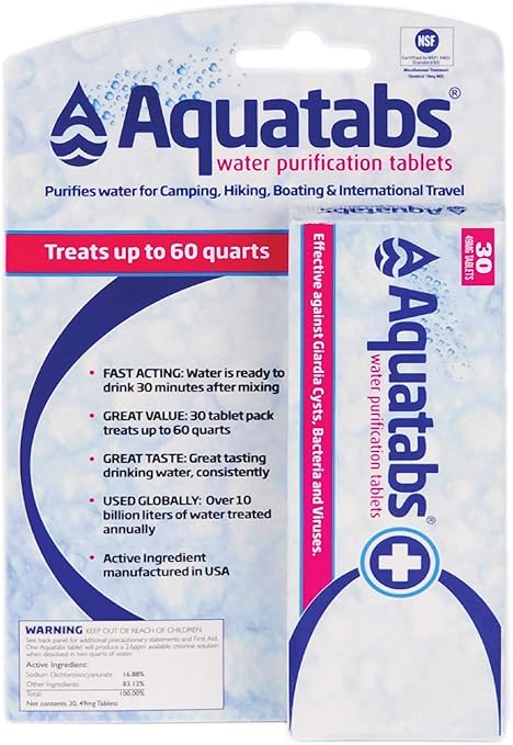Aquatabs 49mg Water Purification Tablets. Portable Water Purifier by AquatabsWaterPurification