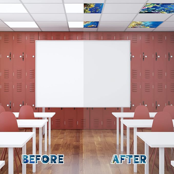 Amylove 4 Pcs Fluorescent Light Covers Classroom Ceiling Panels Light Filters - Image 4