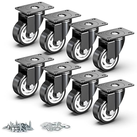 3 inch Swivel Caster Wheels, Heavy Duty PlateCasterswith no Brakes Total by HOLKIEUSA