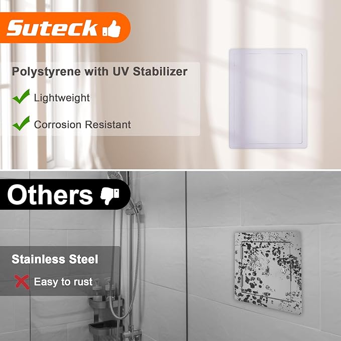 Suteck Plumbing Access Panel for Drywall Ceiling 12 x 16 Inch Reinforced Plastic Wall Access Doors Removable Hinged White