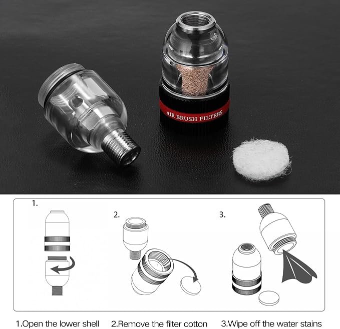 Mini Airbrush Air Filter Moisture Water Trap, 1/8" BSP Threads Spray Pen Oil - Image 5