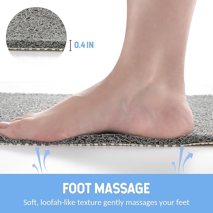 Non-Slip Bathtub Mat, Anti Slip Shower Mat, Fast Drying Bathtub Mats, Foot Scrubber Mat, Anti Slip Mat for Tub, Floor, Bathroom, Kitchen, Home, Hotel (Grey 59"×17.3")
