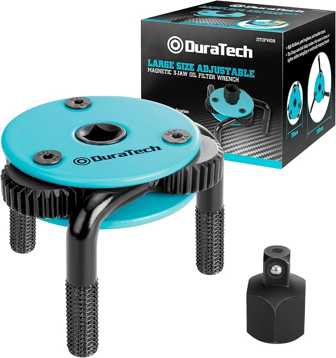 DURATECH Adjustable Oil Filter Wrench, Magnetic 3-Jaw Oil Filter Removal Tool by DURATECH