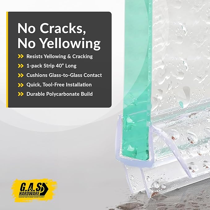 1/2" (12mm) Frameless Glass Shower Door Bottom Sweep – 40" (101.6cm) Ultra-Clear Drip Rail Seal Strip, 1 Piece for Leak Protection, Water Control & Easy DIY Installation