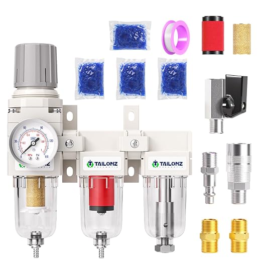 TAILONZ PNEUMATIC 0-150PSI 1/4 Inch NPT Grade 3 Stage Air Drying System by TAILONZPNEUMATIC