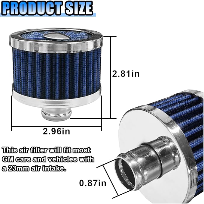 23mm Car Air Filter, 0.9'' High Flow Vent Valve Cover, Breather Filter - Image 2