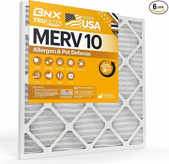 BNX TruFilter 16x20x1 MERV 10 AC Furnace Air Filter by BNX