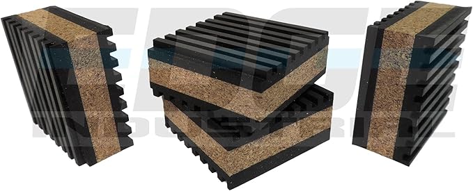 Anti Vibration Isolation Pads 2" X 2" X 7/8" Ribbed Rubber by Slaige