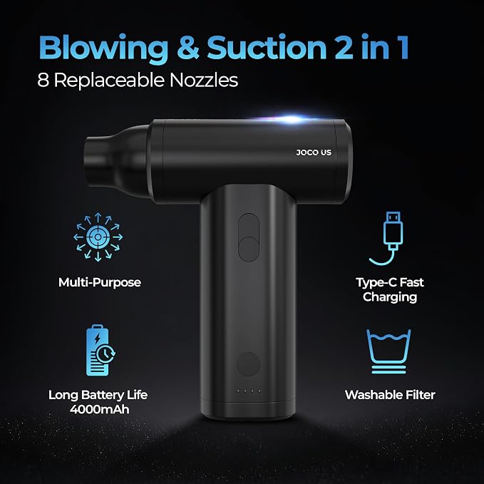 2025 Upgraded Metal Compressed Air Duster and Vacuum Cleaner 8-in1 Replaced Can - Image 6