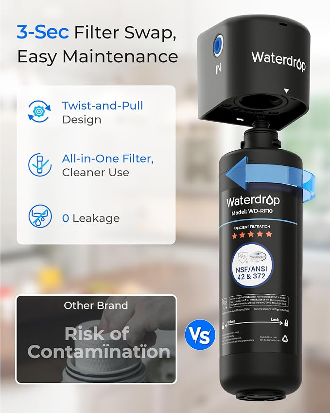 Waterdrop 10UA Under Sink Water Filter System, Bad Taste & Odor, Under Counter - Image 9