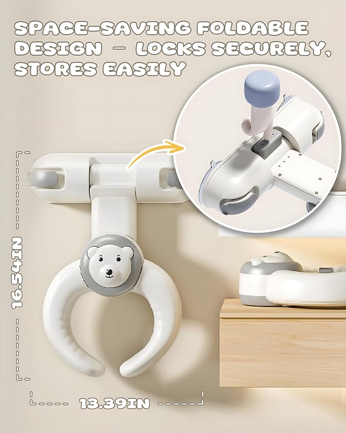 Adjustable Baby Bath Stand with Strong Suction Cups – Foldable Shower Support Seat for Babies 6 Months & Up, No-Drill ABS Plastic with Drain Holes, Safe & Stable Toddler Bath Helper (Bear)
