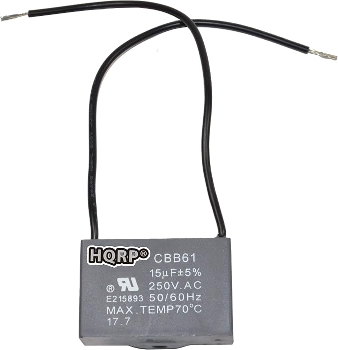 HQRP 2-Pack Ceiling Fan Capacitor CBB61 15uf 2-Wire UL Listed - Image 2