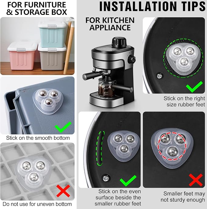12 Pcs Mini Caster Wheels, Self Adhesive Caster Wheels, 360° Swivel Appliance - Image 4