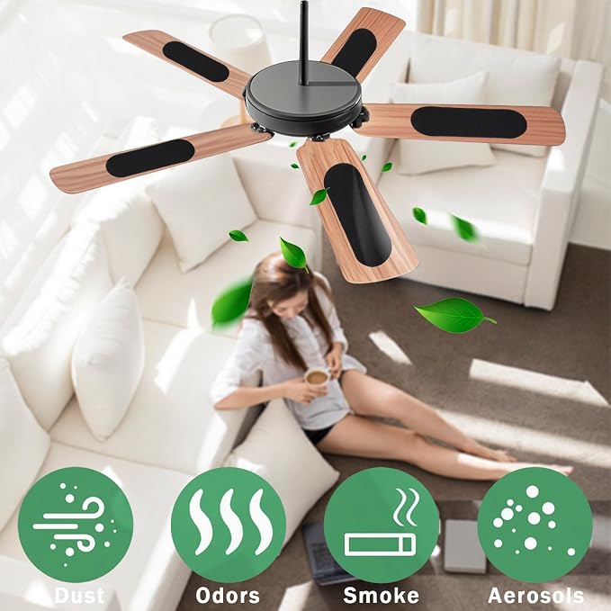 10PCS Ceiling Fan Filters for Blades, Unscented Activated Coconut Shell Carbon - Image 3