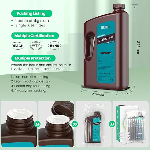 SUNLU 3D Printer Resin 4kg, Fast Curing Standard 3D Resin - Image 9