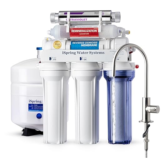 iSpring RCC2AK-UV, Upgraded 200 GPD, UV pH+ Reverse Osmosis System, 7-Stage RO by iSpring