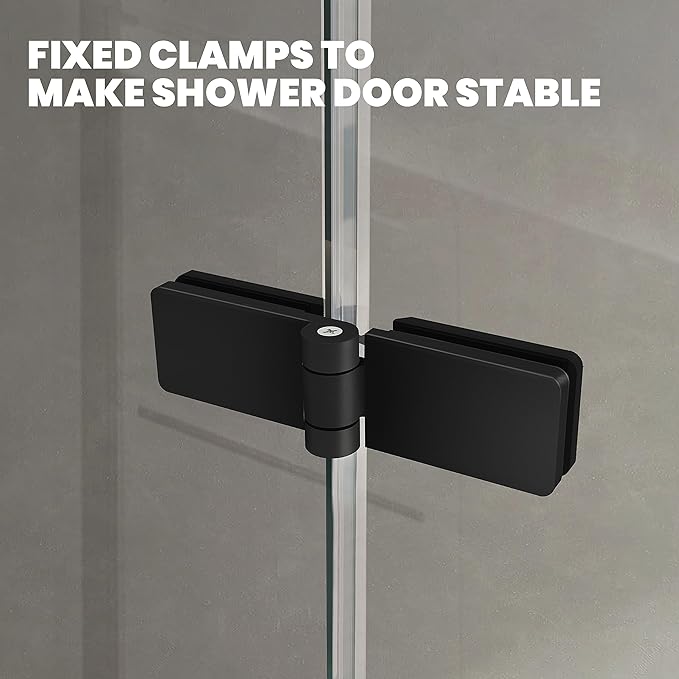 Bathtub Folding Shower Glass Door, 36" W*55" H Pivot H-Type Frameless Tub Shower Door, Clear Tempered Glass Shower Screen Panel for Bathroom, Matte Black