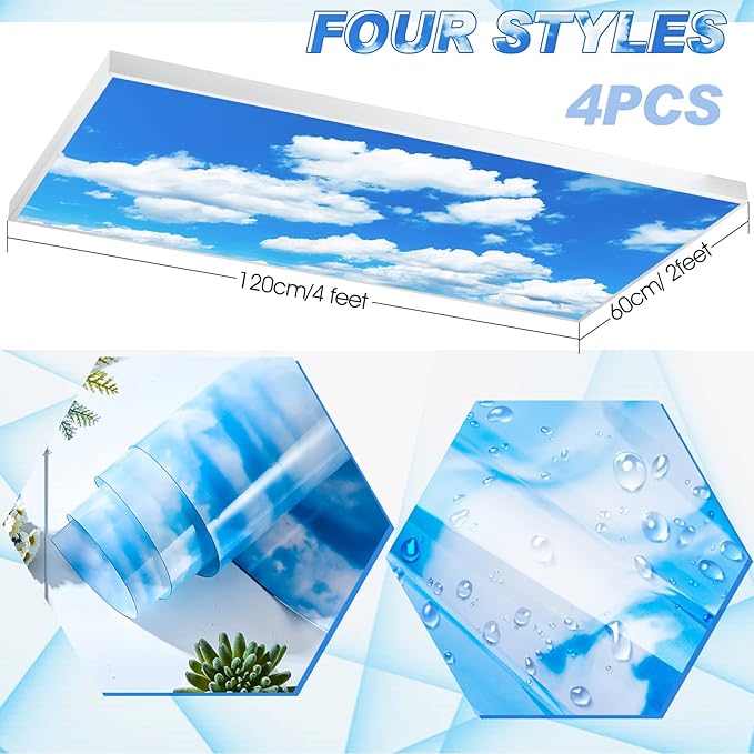 Amylove 4 Pcs Fluorescent Light Covers Classroom Ceiling Panels Light Filters - Image 2