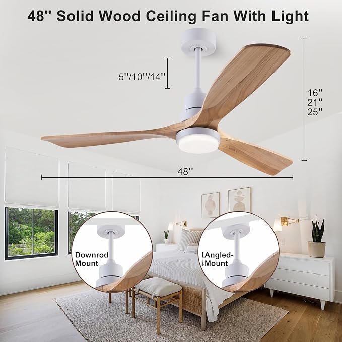 QUTWOB 48" Wood Ceiling Fan - Image 6