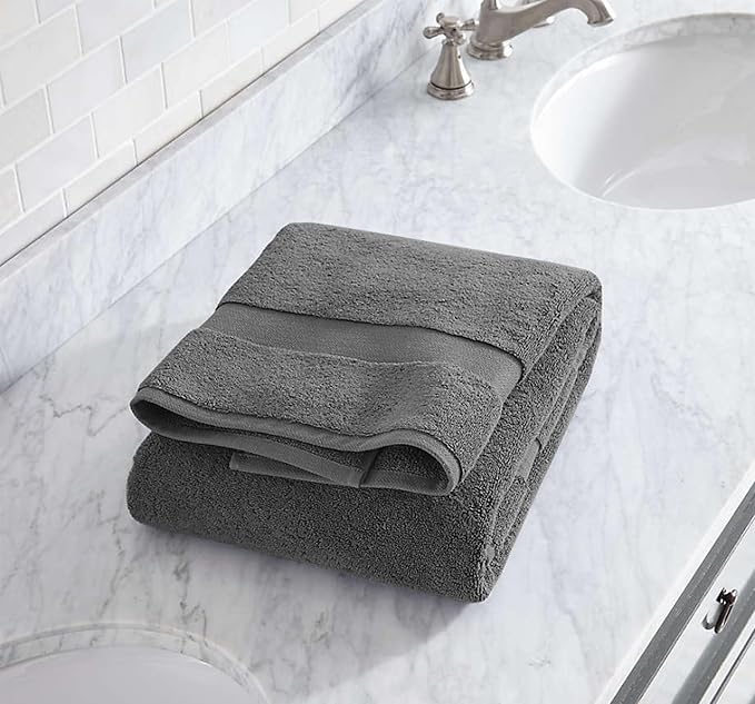Delara 100% Organic Cotton Towels 650 GSM Plush Feather Touch Quick Dry Bath Towel, GOTS Certified, Oeko-Tex Green Certified, Organic Cotton,Sharkskin Grey,1 Piece Bath Towel, 30"X58"