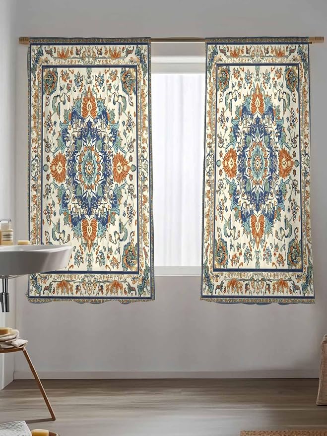 Sheer Curtains 72 Inches Long, Southwest Farmhouse Semi Sheer Curtains Light - Image 5