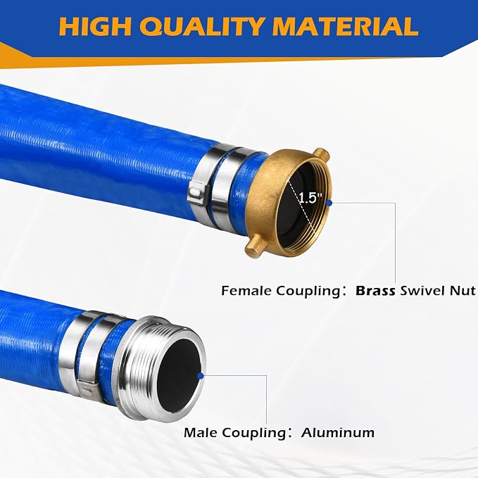 1.5" x 50 ft Discharge Hose for Swimming Pools, Heavy Duty PVC Lay Flat Water - Image 2
