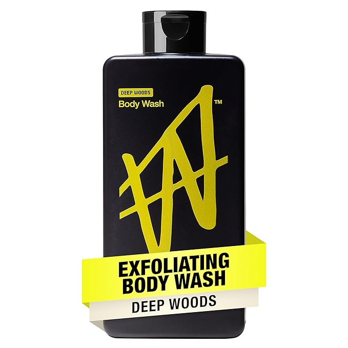 W By Jake Paul Body Wash for Men, Exfoliating Shower Gel with Jojoba Oil, Deep Clean Hydrating Mens Bodywash, Deep Woods Scent, 18 fl oz