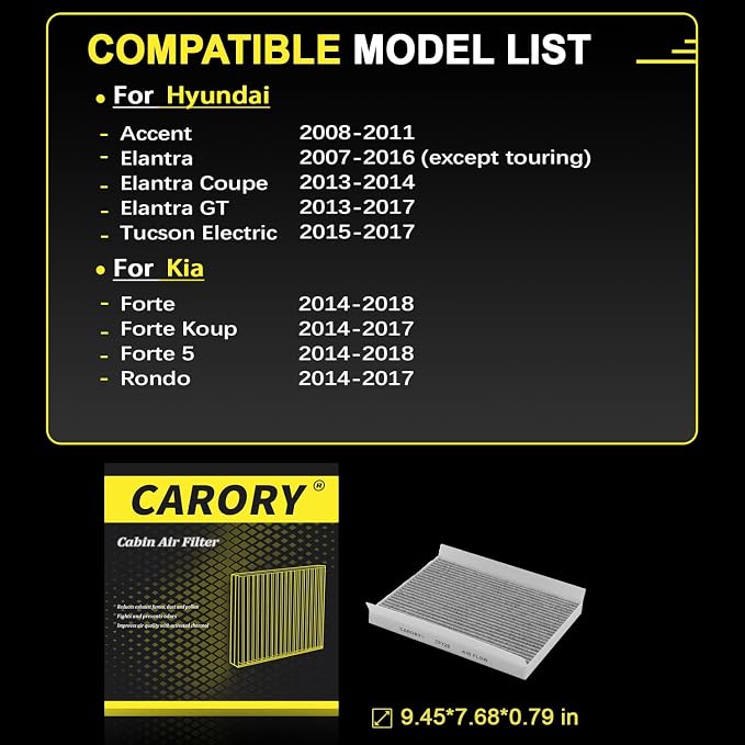 CARORY Cabin Air Filter w/Activated Carbon - Image 3