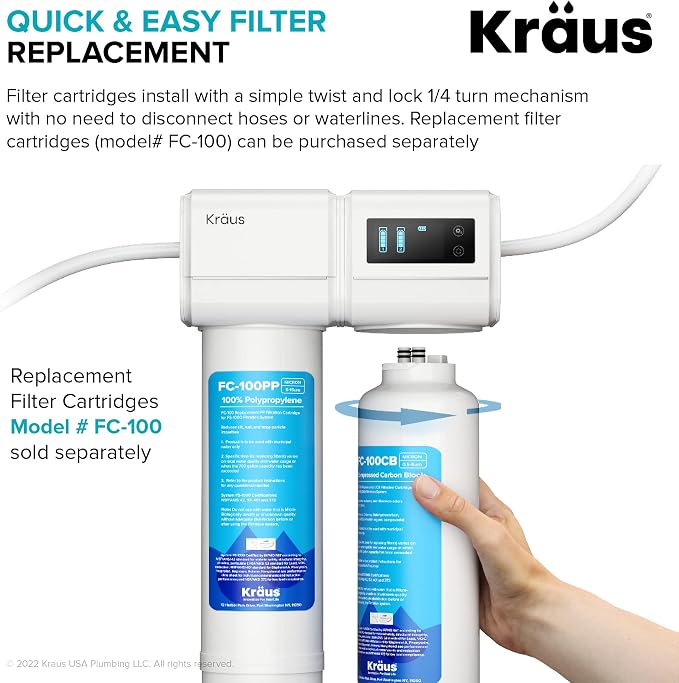 KRAUS Purita 2-Stage Carbon Block Under-Sink Water Filtration System - Image 6