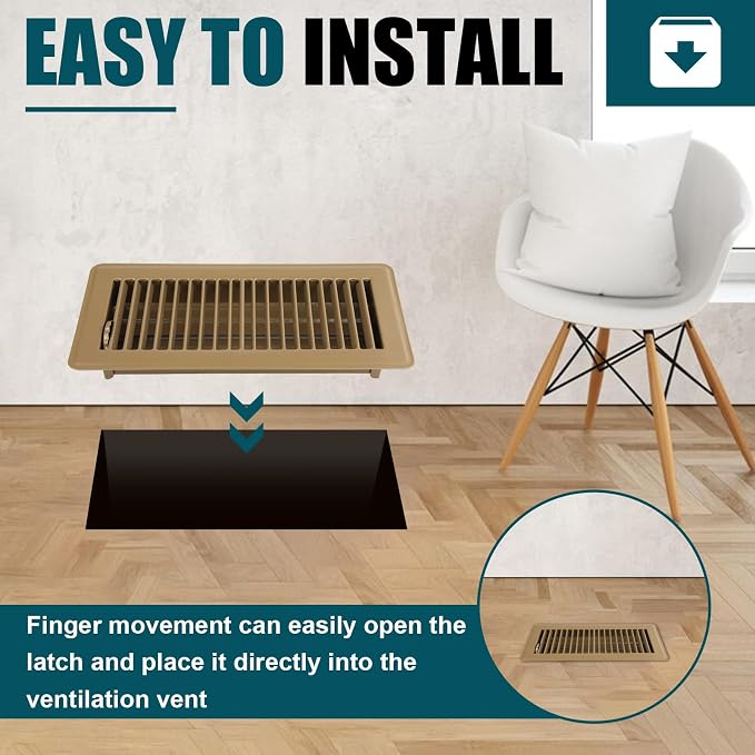VOISEN Floor Register 4x10, 10 Pack Brown Floor Register Vents, Heavy Duty - Image 6