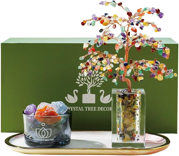 Runyangshi Chakra Crystal Tree of Life & Natural Crystal Ore Diffuser Set by Runyangshi