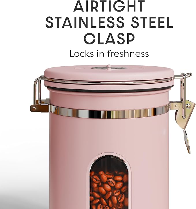 Veken Coffee Canister with Window, Airtight Stainless Steel Kitchen Food - Image 4