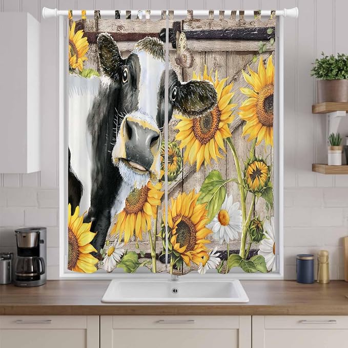 Retro Farmhouse Flower Living Room Curtains 84 Inch Length, Window Curtains Tab - Image 9