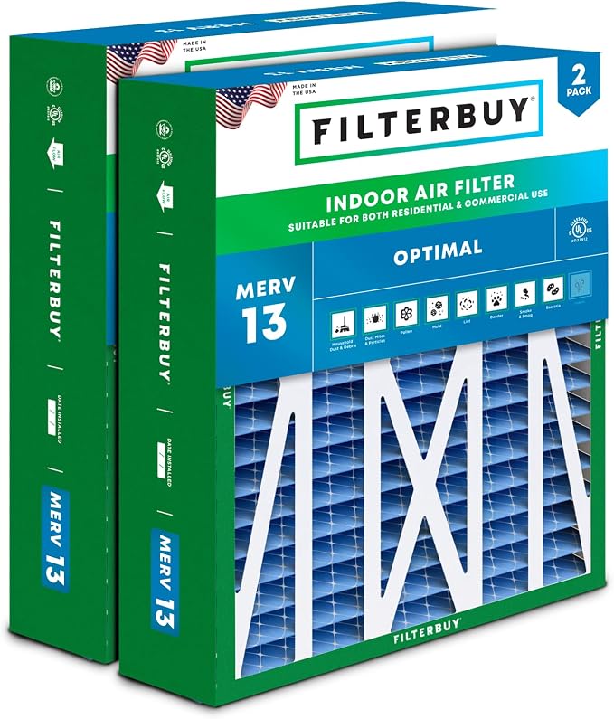 Filterbuy 20x23x5 Air Filter MERV 13 Optimal Smoke & Allergy Defense, Pleated by Filterbuy