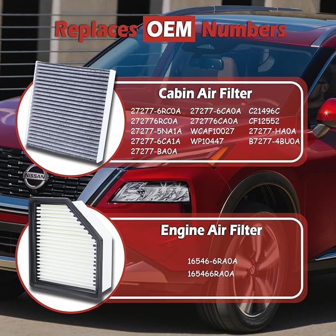 16546-6RA0A Engine Air Filter and 27277-6RC0A Cabin Air Filter kit Compatible - Image 3