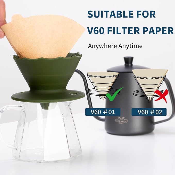 MERMOO YILAN Collapsible Coffee Dripper, Silicone Pour Over Coffee Filter Holder - Image 6