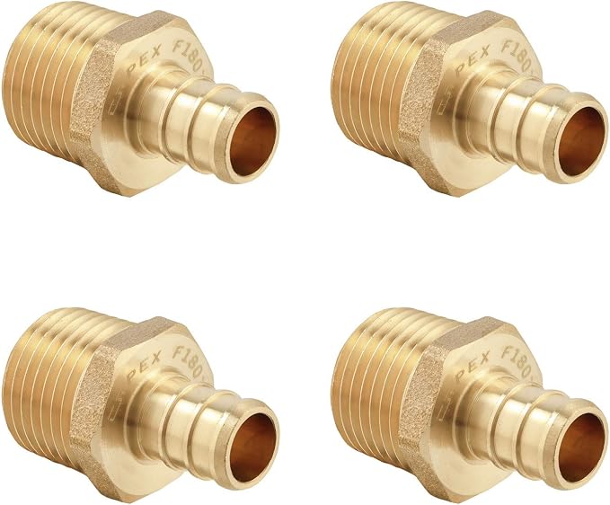 4 Pieces EFIELD Barb Crimp Pex 1/2 Inch x 1/2 Inch Male NPT Adapter Brass Brass by EFIELDPEXTUBING