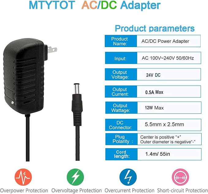 DC 24V 0.5A Switching Power Supply AC Adapter 100-240V 50-60Hz to dc 24Volt 0.5 - Image 2