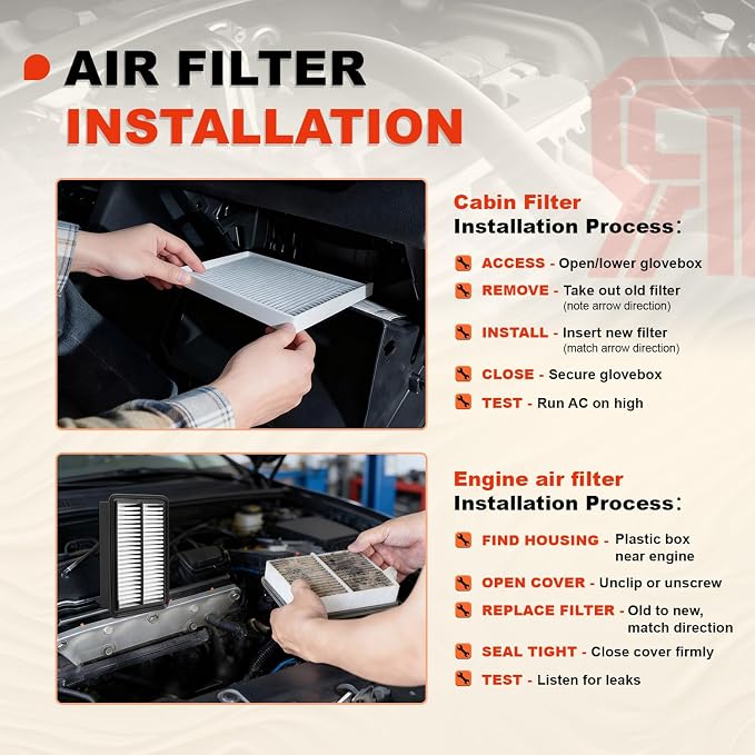 Engine & Upgrade Cabin Air Filter Kit Compatible - Image 6