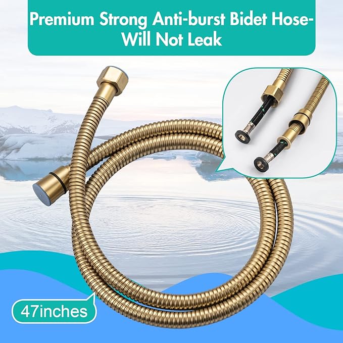 BARROCK Handheld Bidet Sprayer for Toilet, 2 Pack Bidets Faucet for Existing Toilets Cloth Diaper Jet Sprayer, Stainless Steel Muslim Shower Brushed Gold Bidet Attachment Set for Baby/Feminine Wash