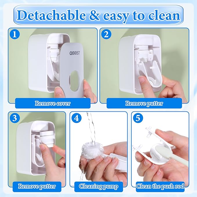Toothpaste Dispenser Automatic Toothpaste Squeezer Wall Mount Toothpastes Holder Accessories Bathroom Squeezer with Super Sticky Suction Pad for Family Shower for Kids and Adults