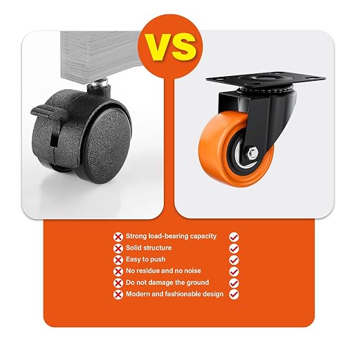 2" Swivel Plate Casters Set of 8 Heavy Duty 400 lbs | Orange PU, Non-Marking - Image 5